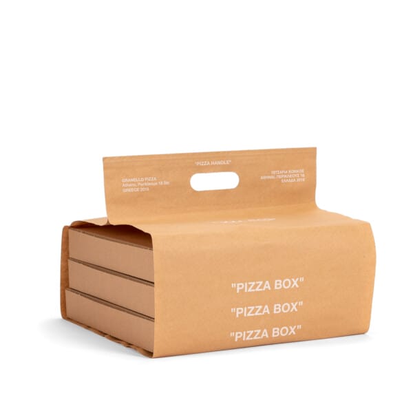 Pizzabag med logo til flere pizzaesker | Matemballasje | SKG - Spesialister innen profilert emballasje