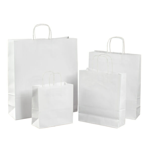 Papirposer uten logo i hvit kraft | Nettbutikk | Kort levering på 2-3 dager fra lager | SKG - Spesialister innen profilert emballasje