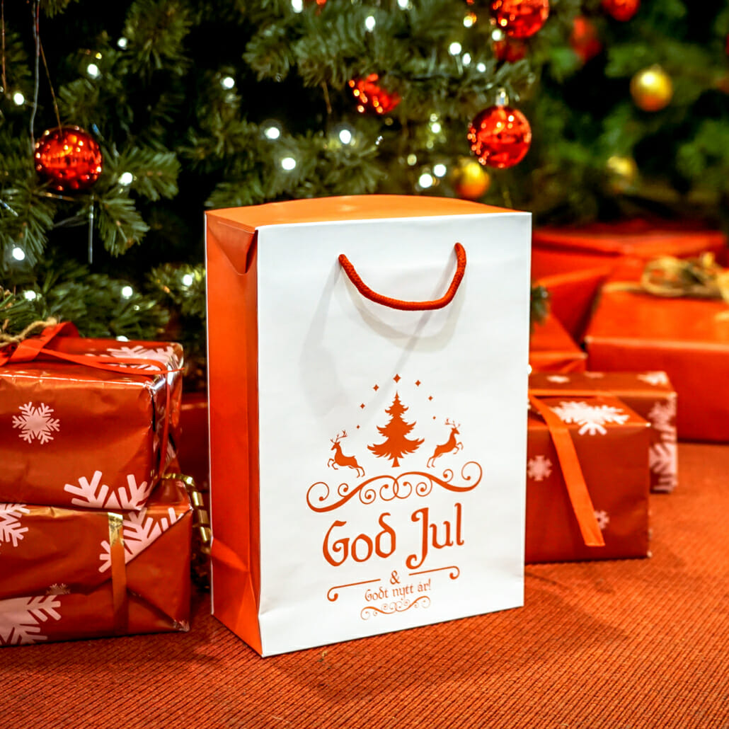 Gaveeske God jul med reinsdyr | nettbutikk fra lager | SKG - Spesialister innen profilert emballasje