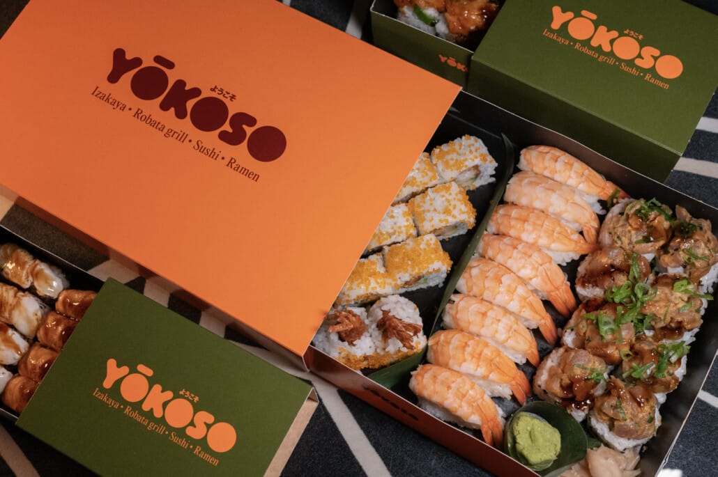 Sushi eske med trykk | Matemballasje med logo | SKG - Spesialister innen profilert emballasje